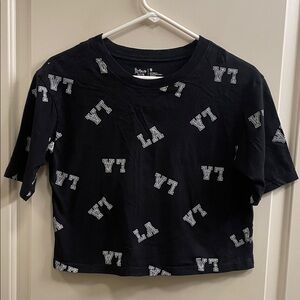Black Graphic Crop Top